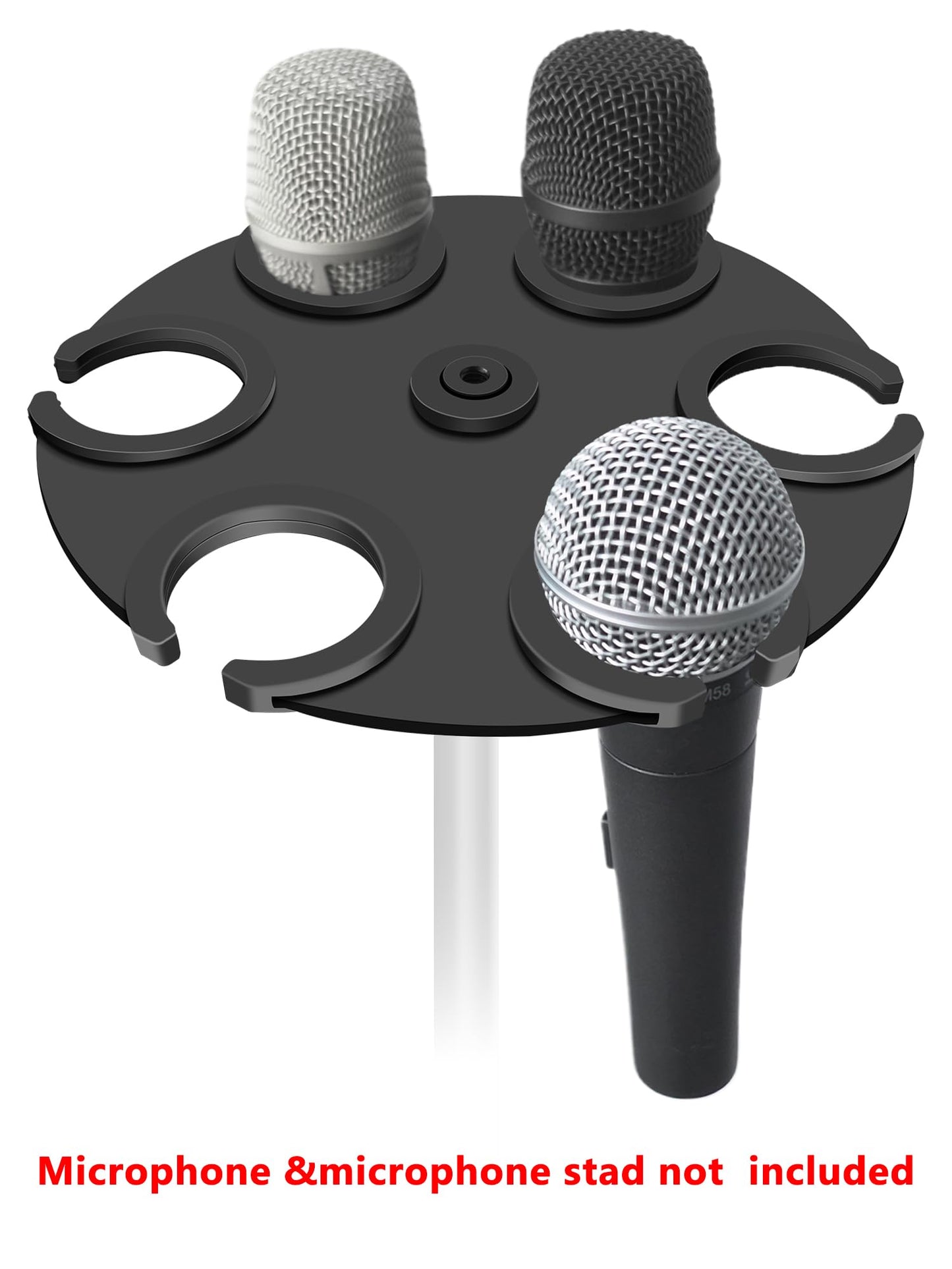 jidinung Multi-Mic Holder Up to 6 Mics (Aluminum/Rubber Padding) for Handheld Dynamic, Wired & Wireless Mics, Mic Stand Organizer, Mounts to 5/8"-27