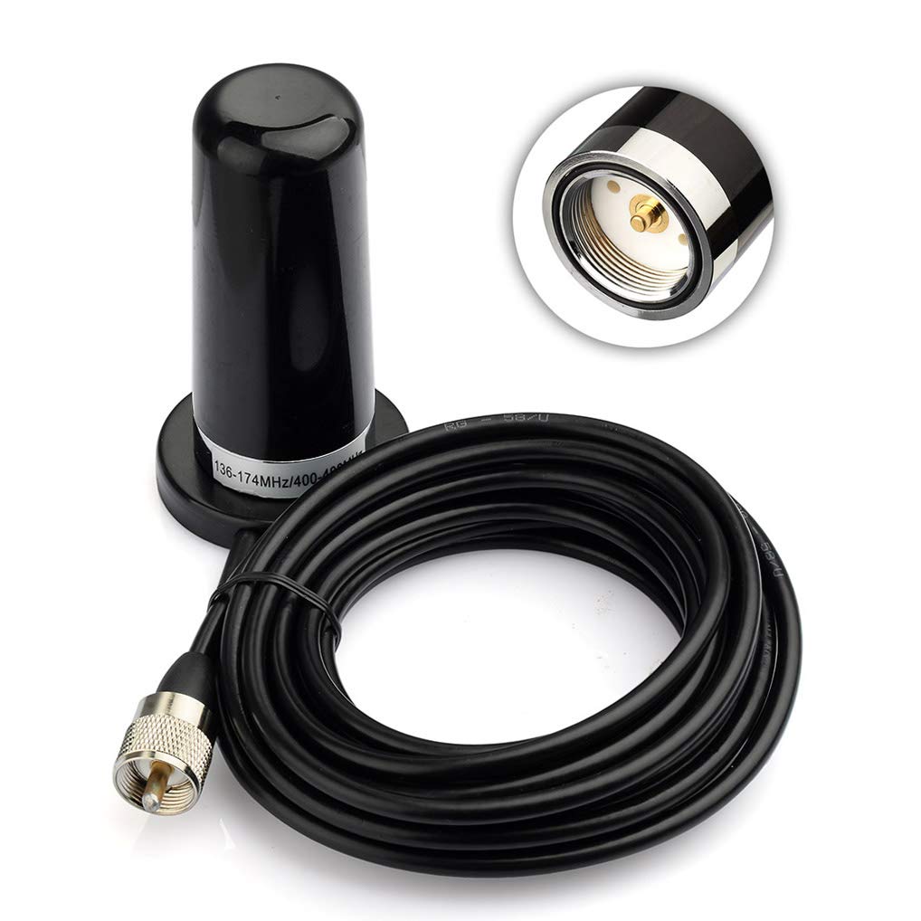 Bingfu Vehicle Mobile Ham Radio Antenna Dual Band VHF UHF 136-174MHz 400-470MHz NMO Mount Magnetic Base Low Profile Antenna PL259 Male Connector