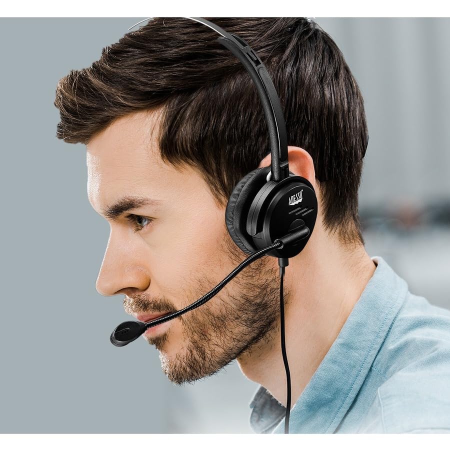 Adesso Xtream P1 Single-Sided USB Wired Headset, Black