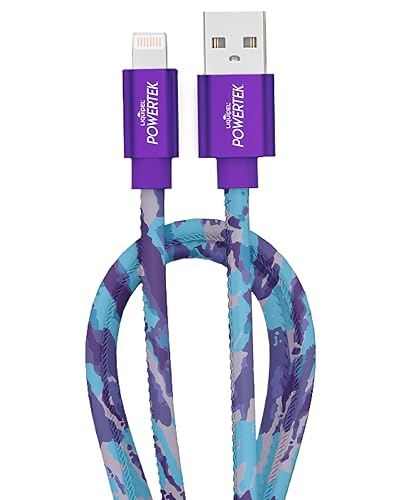LIQUIPEL Powertek iPad & iPhone Lightning Charger Cable, Fast Charging 6ft MFI, Tie Dye Black (Purple)