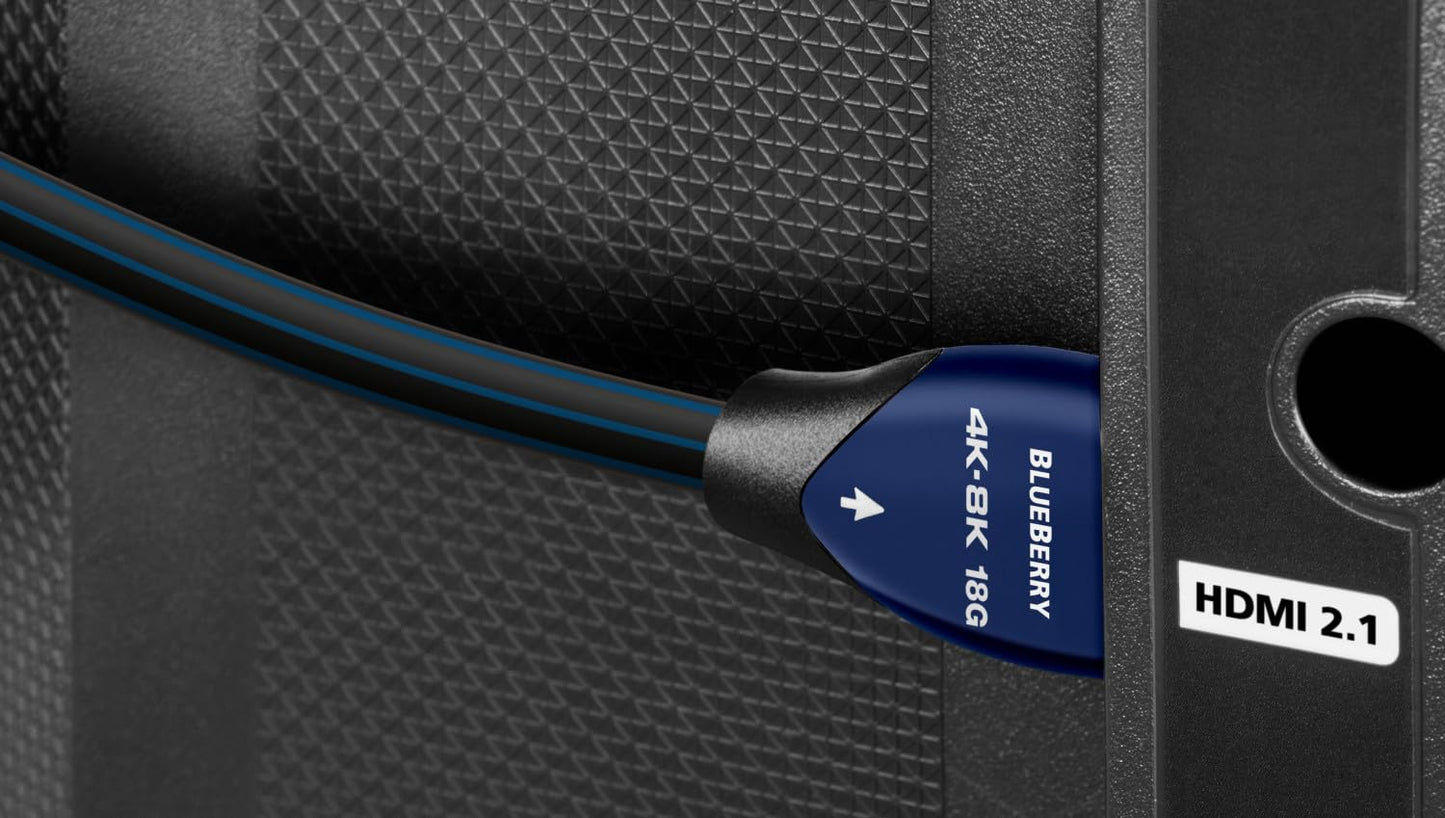 AudioQuest Blueberry 18 2.1 HDMI Cable - 4K/8K Ultra HD, in-Wall Rated, High-Speed, 18Gbps, HDR, eARC - 0.75m