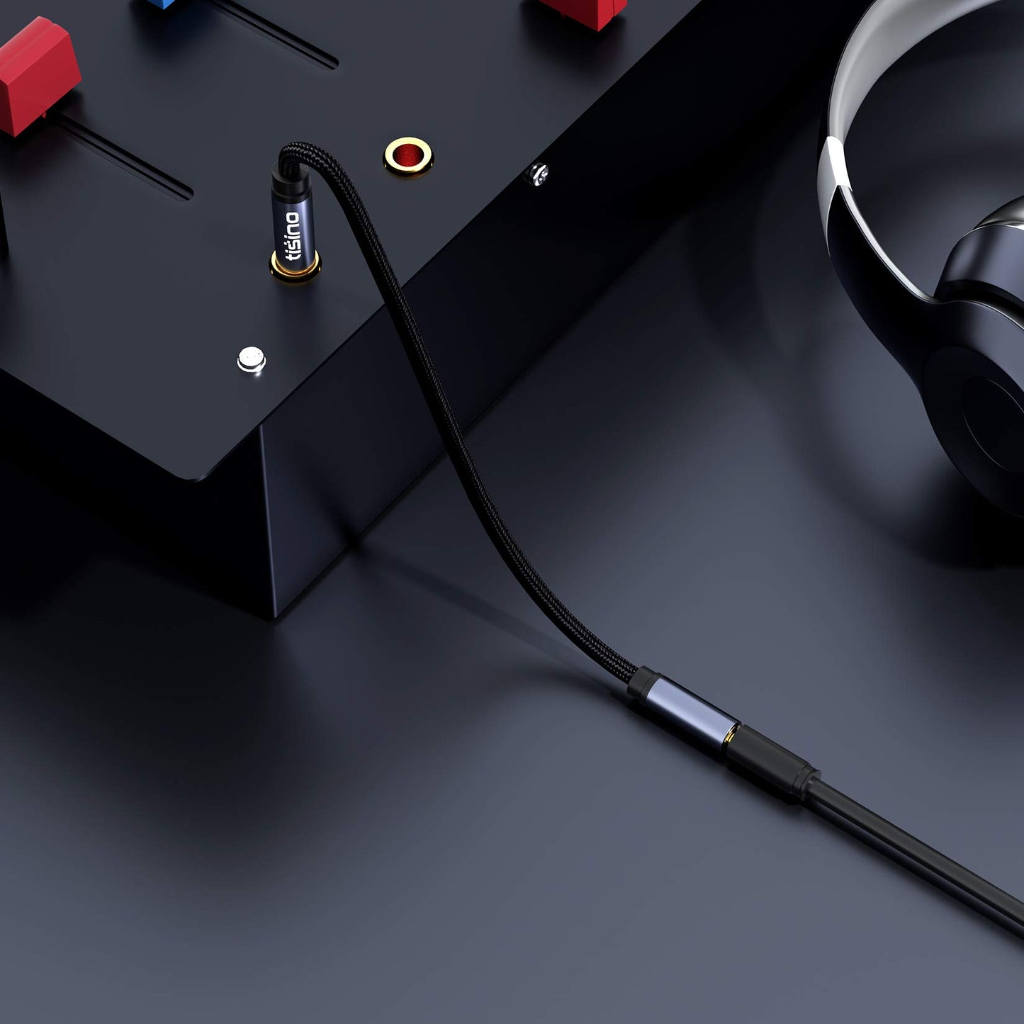 Tisino 1/4 to 3.5mm Headphone Adapter, 1/4" Male to 1/8" Female Extension Audio Cable for Headphones, Amplifiers, Guitar Amp, Keyboard Piano, Home