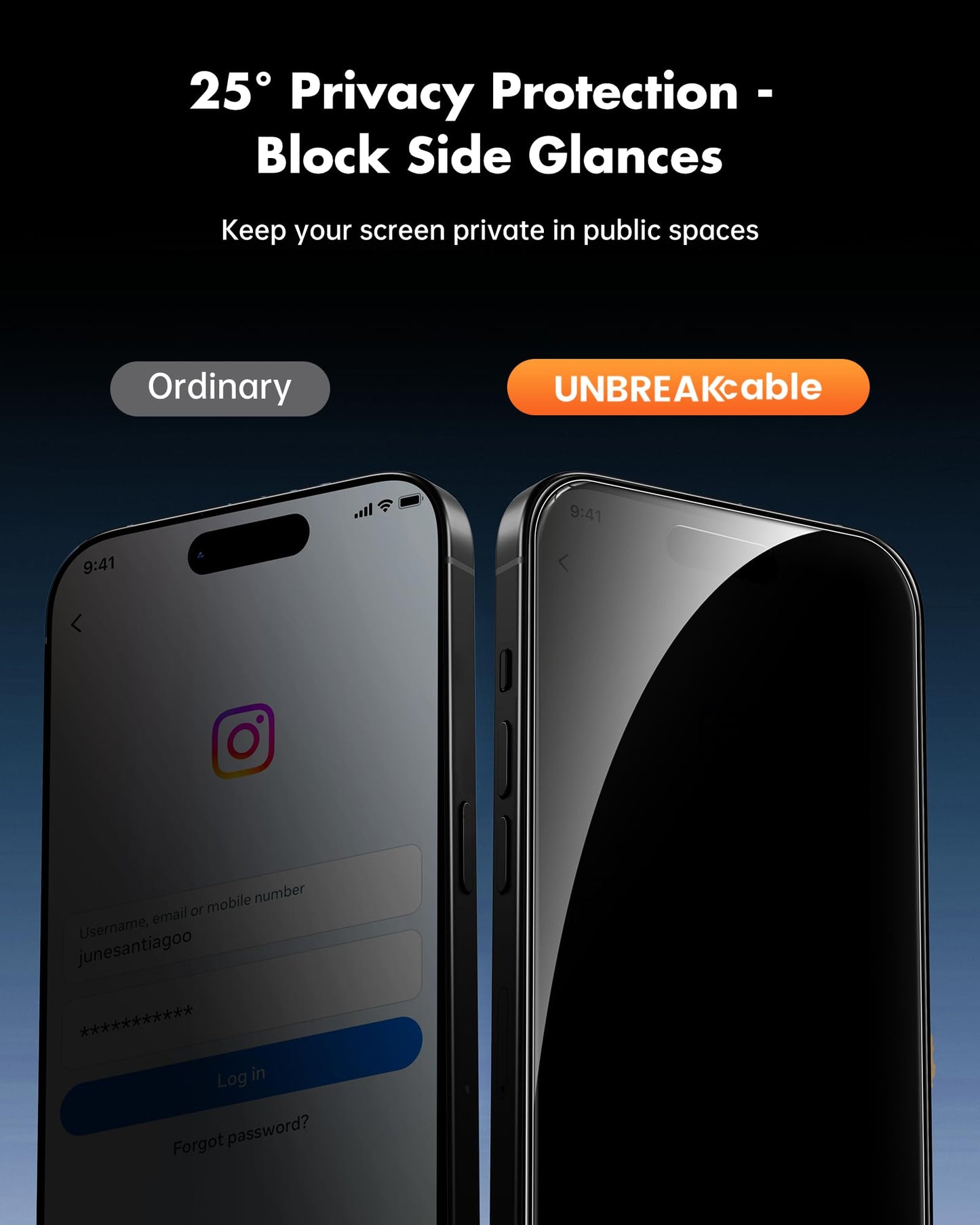 UNBREAKcable Privacy Screen Protector for iPhone 8 (4.7-Inch), 2-Pack + 2 Lens Protectors?25° Anti-Spy?9H Hardness?Anti-Fingerprint?HD Clarity