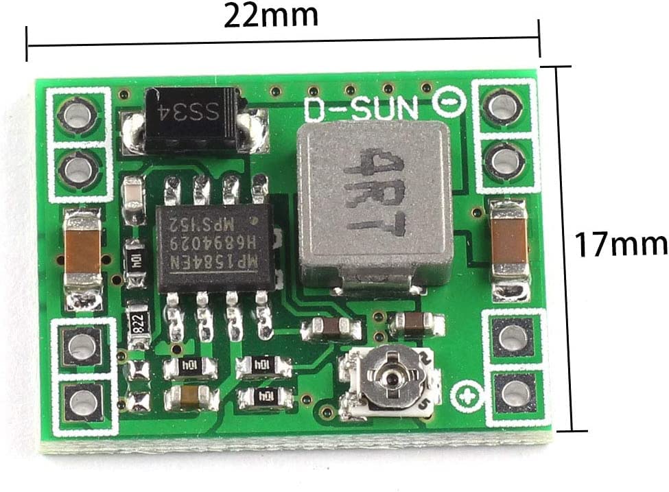 DZS Elec 2pcs MP1584EN Mini 3A DC-DC Buck Converter 4.5V-28V to 0.8V-20V Adjustable Voltage Regulator 24V/12V/9V to 12V/5V/3.3V Step-Down Power Module