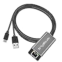 USB Ethernet Adapter (Silver) for Fire TV Stick Lite/4K/4k Max Firestick or Chromecast with Micro not Type C connection, USB to RJ45 Ethernet, 3ft