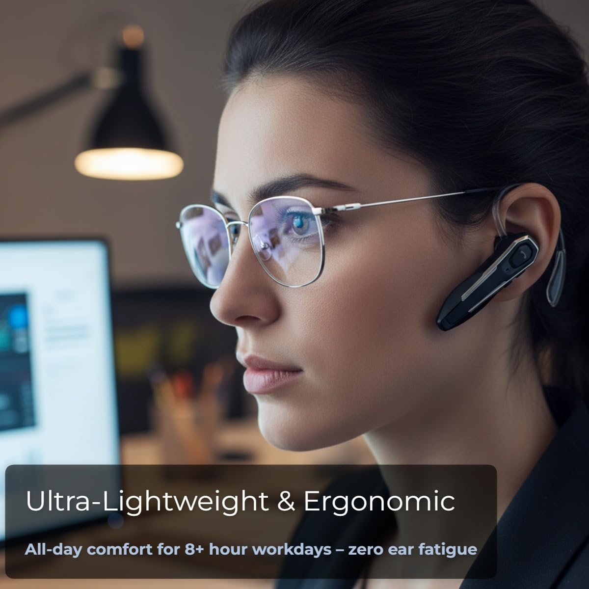 Bluetooth Headset for Office, 36H Talk Time Bluetooth 5.4 Wireless Headphones with Dual Mic Noise Cancelling, Lightweight Hands-Free Earpiece