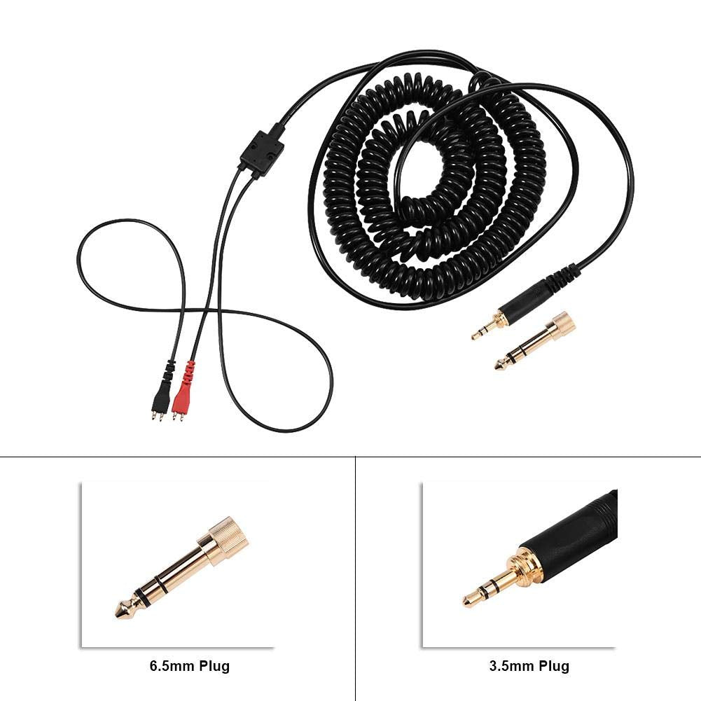 Zerone Coiled Headphone Cable with 3.5MM and 6.5MM Plug, Replacement Coiled Spring Stereo Audio Cable for HD25/560/540/480/430/250 Headphones