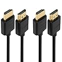Cmple - 2 Pack Flexible HDMI Cable, 1.5 ft, Ultra Thin HDMI 2.0, ARC, 3D