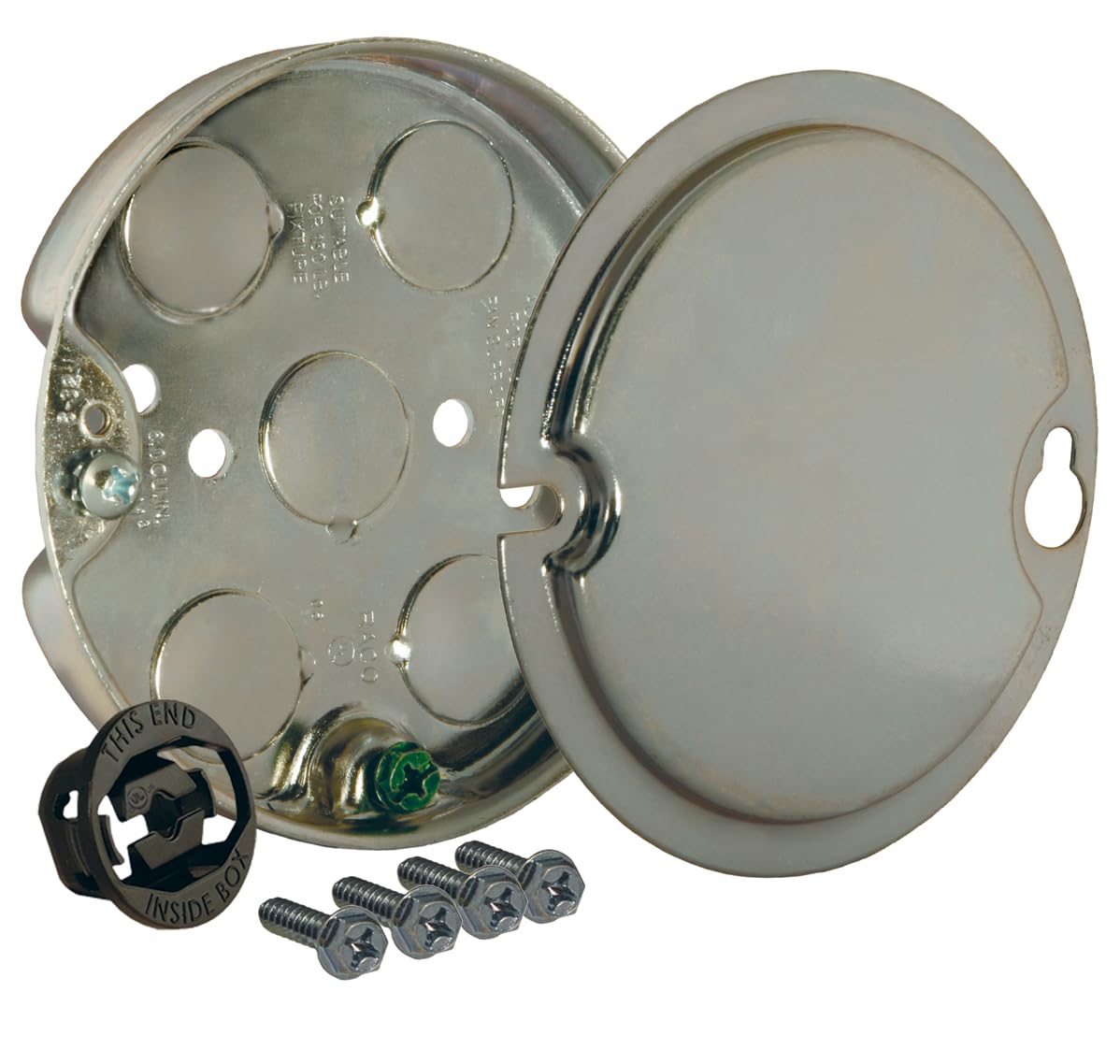 Hubbell-Raco 295 1/2-Inch Deep 1/2-Inch Bottom Knockouts 4-Inch Round Ceiling Fan Support Pan, metal