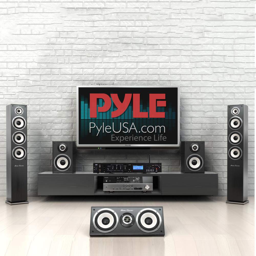 Pyle Rack Mount Studio Pre-Amplifier - Audio Receiver System w/ Digital LCD Display Bluetooth FM Radio Recording Mode Remote Control USB Flash or SD