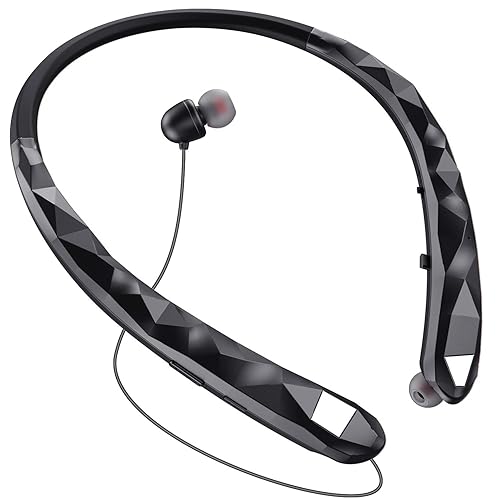 Finpola Bluetooth Neckband Headphones, Retractable Headphone Bluetooth 5.3 & IPX5 Waterproof, Neckband Headphones Vibration Call Alerts with 16H Talk…