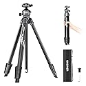 NEEWER LITETRIP LT07 61" Aluminum Travel Tripod Stand for Camera with Pan Tilt Low Profile Ball Head, Arca QR Plate Compatible with PD, Dual Center