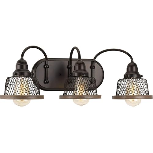 Progress Lighting Tilley Collection 3-Light Coastal Bath Vanity Light Antique Bronze