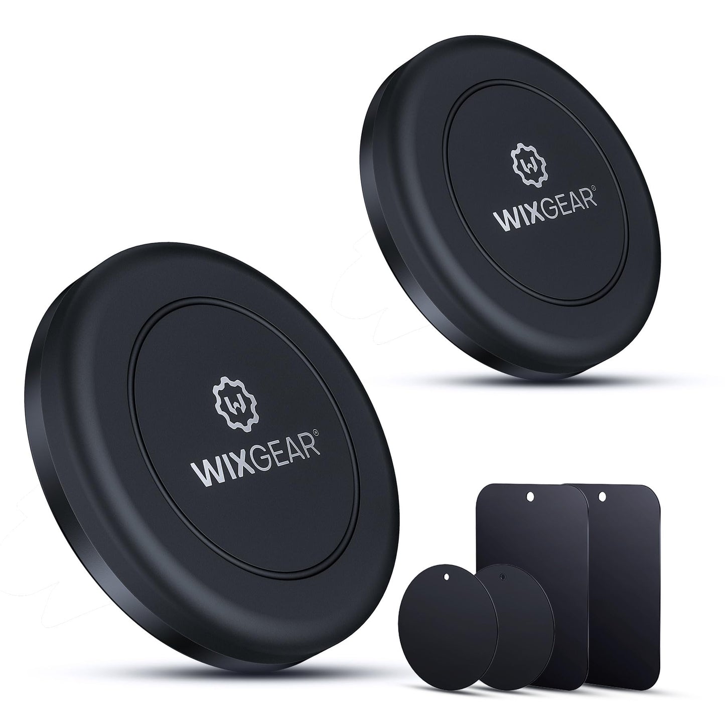 WixGear Universal Flat Stick On (2 Pack) Dashboard Magnetic Car Mount Holder for Cell Phones and Mini Tablets with Fast Swift-Snap Technology - Extra