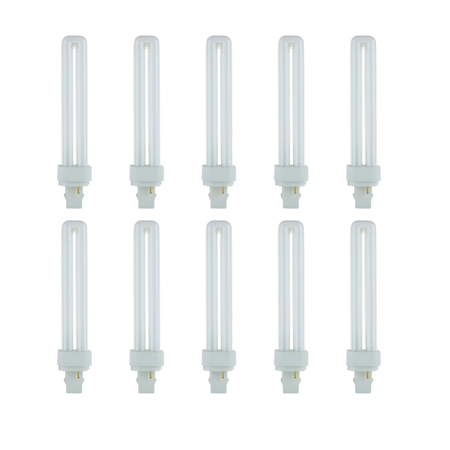 Sunlite Compact Fluorescent PLD 2-Pin Plug-in Double Quad Tube Light Bulb, 26 Watts, 1560 Lumens, 2-Pin G24d3 Base, 6500K Daylight, 10 Pack