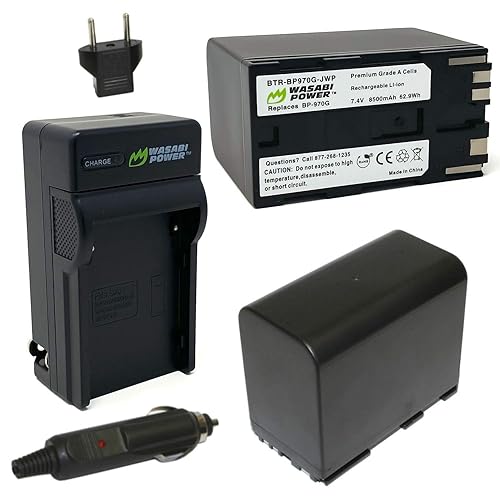 Wasabi Power Battery 2-Pack Charger for Canon BP-970G, BP-975 & Canon EOS C100 Mark II, C300 PL, C500 PL, GL2, XF200, XF205, XF300, XF305, XH A1S, XH