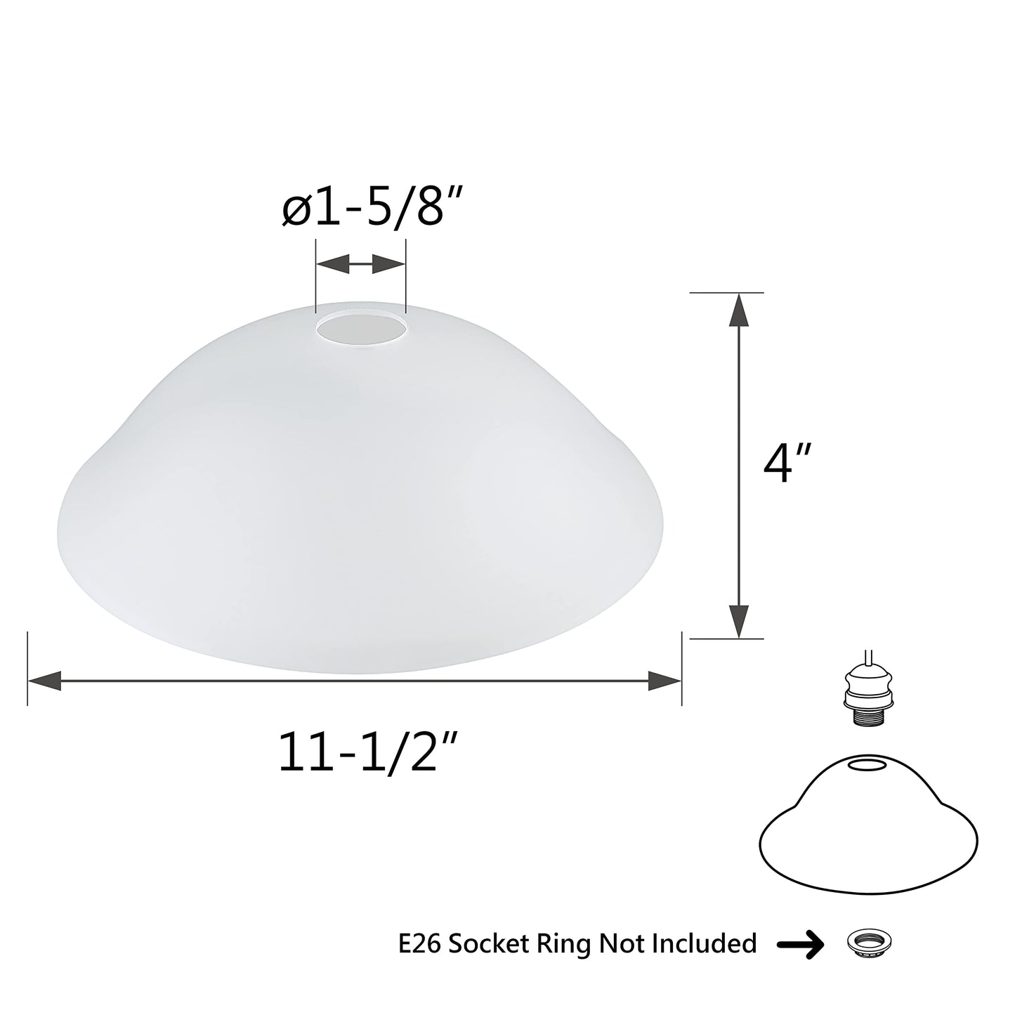 Aspen Creative 23148-11A Replacement Etched Glass Shade for Medium Base Socket Torchiere Lamp, Swag Lamp, Pendant, 1 Light Wall Sconce & Island