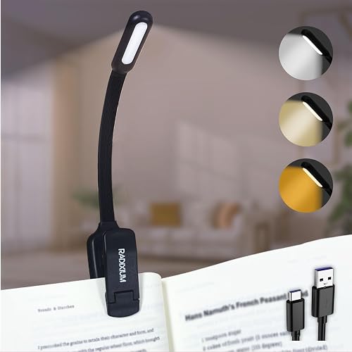 somisgarden Rechargeable Book Light - 9LED Vertical Reading Light w/ 9 Color Temp, Stepless Dimming, 50H Battery, USB-C, Clip & Magnet - Gift for Book