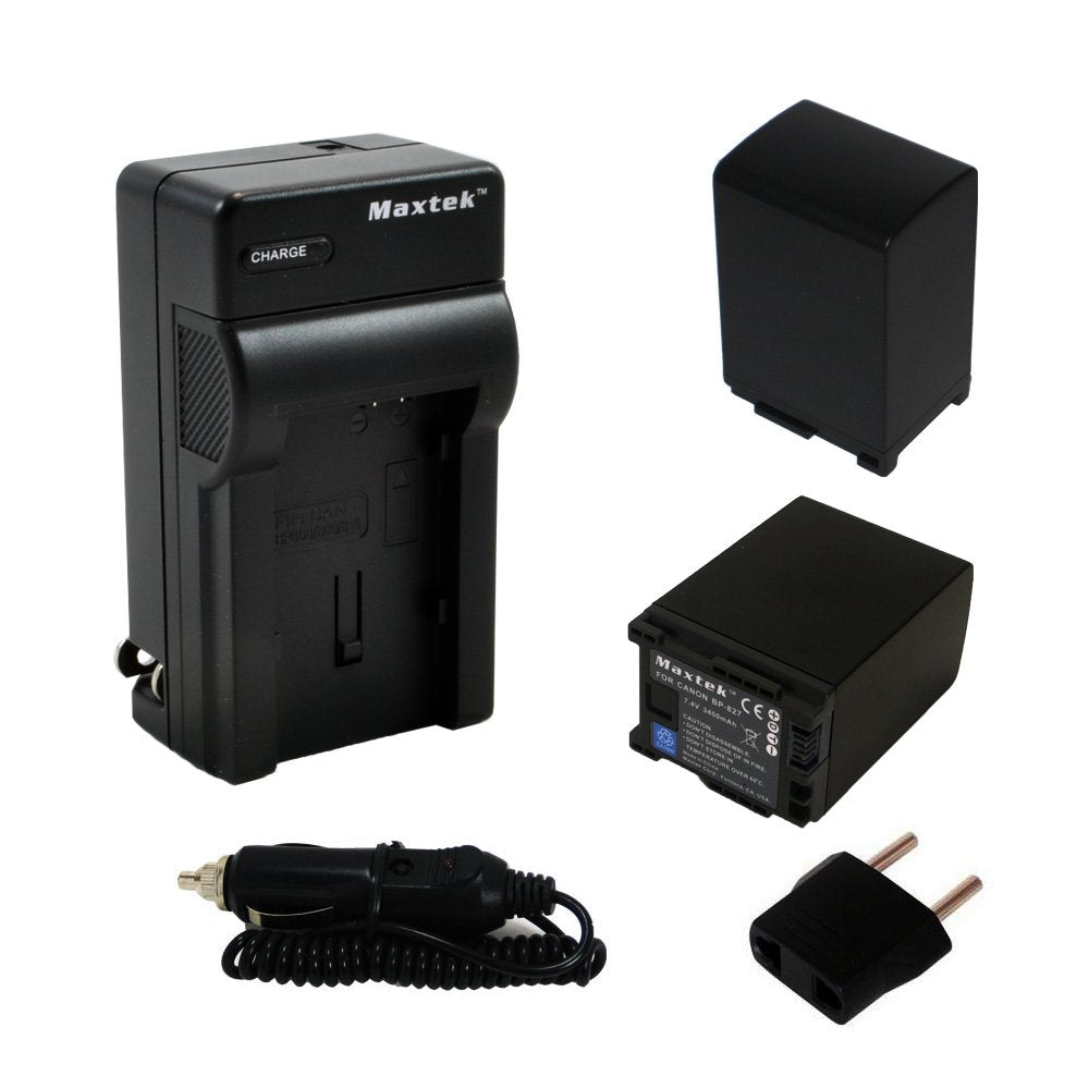 Maxtek 2 Pack 4.5 Hours Bp-827 Li-Ion Rechargeable Batteries And Pocket Travel Ac/Dc Wall Charger With Car Adapter & Us To European Plug For Canon