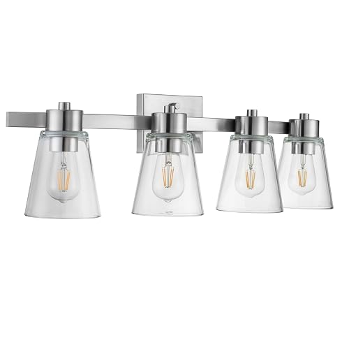 Prominence Home Fairendale 4 Light Brushed Nickel Bathroom Vanity Light with Clear Glass - 51528-01