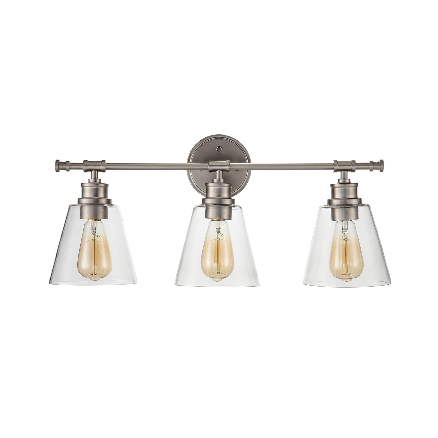 Aspen Creative 62340-09-3, Three-Light Metal Bathroom Vanity Wall Light Fixture, 23-3/4" Wide, Transitional Design in Brushed Nickel