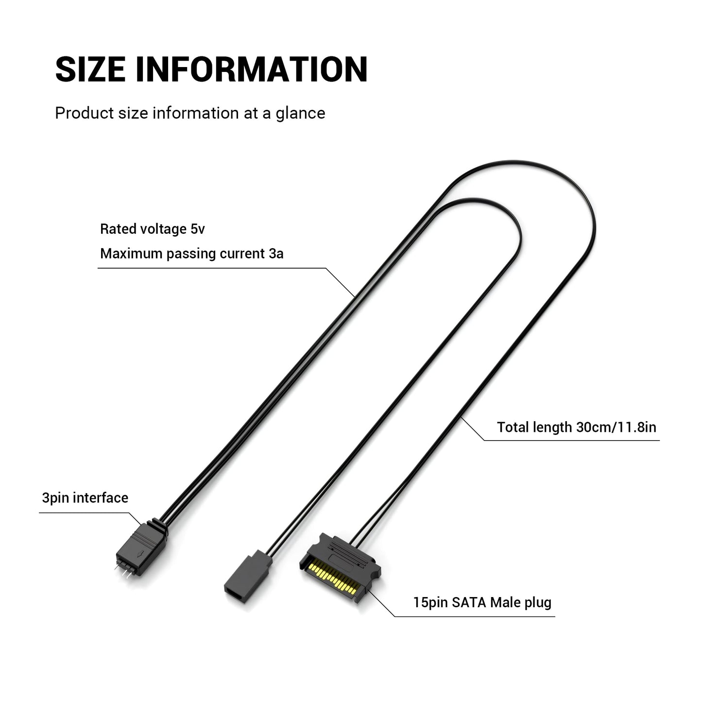 YIMATEECO ARGB Controller SATA Power Supply to 5V 3PIN ARGB Lighting Built-in Light Mode Manually Reset-Controller Cable for PC Chassis Fans, Light