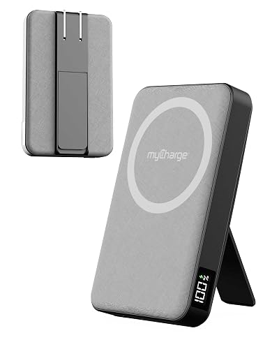 myCharge CliqLuxe+ Magnetic Wireless Power Bank 10,000mAh | iPhone & MagSafe Compatible | Qi2.2 25W Mag Safe Portable Charger | Built-in Wall Plug
