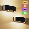 Motion Sensor Wall Light, 5000mAh Rechargeable Battery Operated Motion Sensor Light Indoor with Remote, 15 RGB and 3 Colors Dimmable, Wireless Wall