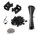 Cable Zip Tie Mounts Kit - 120 Set Wire Cable Clips Organizer Holders with 8" Cable Ties, Saddle Type Mounts Base and Tapping Screw, Black