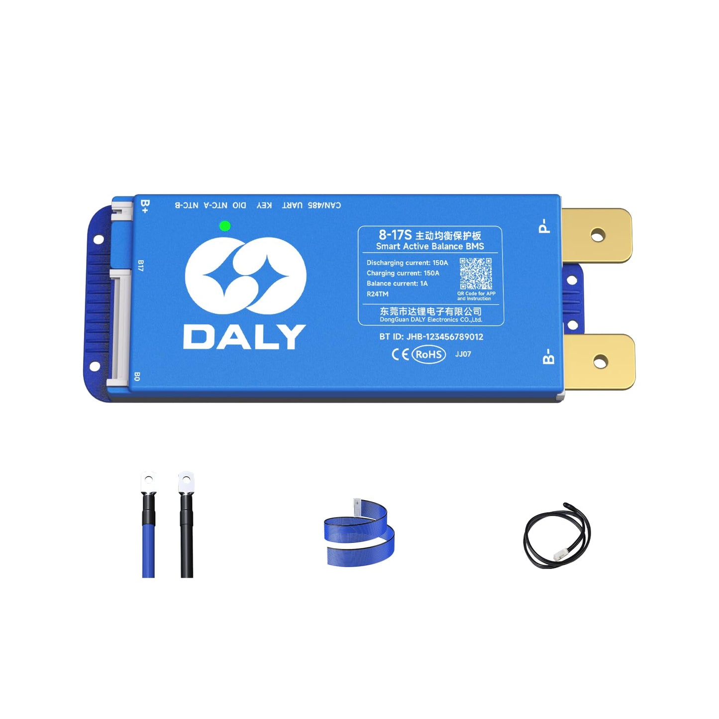DALY Smart Active Balance BMS 150A 24V-60V 8S-17S Built-in Bluetooth with RS485 CAN PCB Battery Protection Board for Li-ion LifePO4 LTO Battery Pack