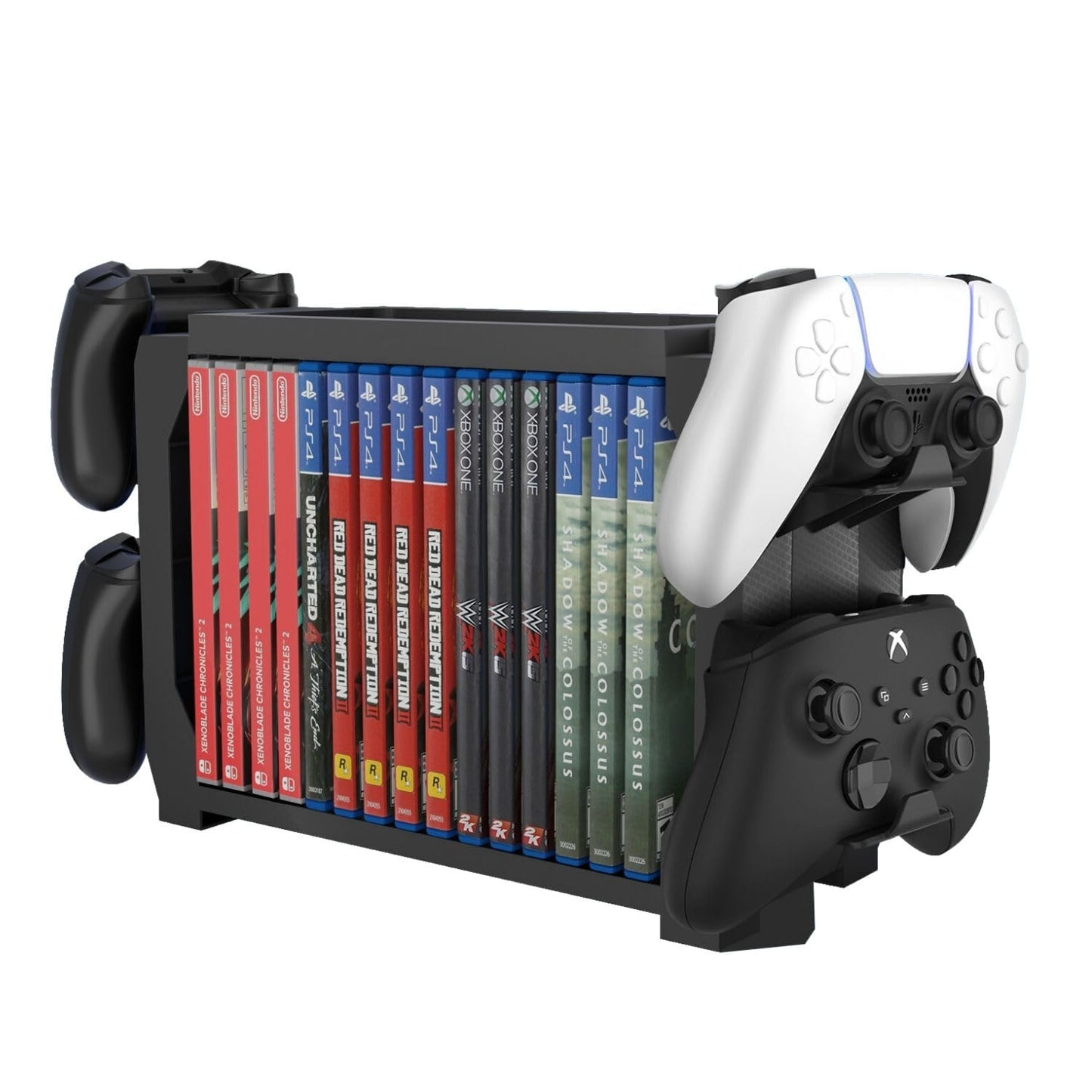 TNP Games Storage Tower (Up to 15 CD Disc) For PS5 Game Disk Rack and Controller Stand Holder For Xbox Series X/Nintendo Switch/PS4 Controller Stand