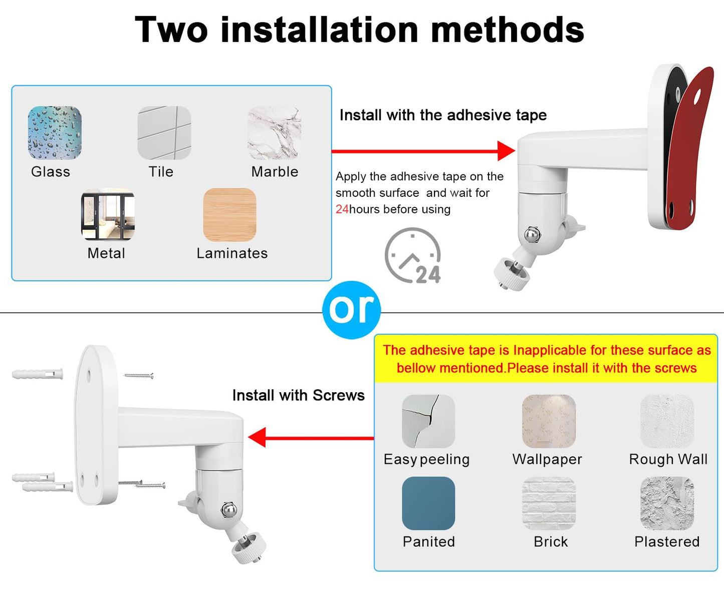 2 Pack BFYTN Adhesive Wall Mount Compatible with Ring Stick Up Cam Wired/Battery,Outdoor Cam Plus and Indoor Cam HD (1st Gen) Security Camera,360