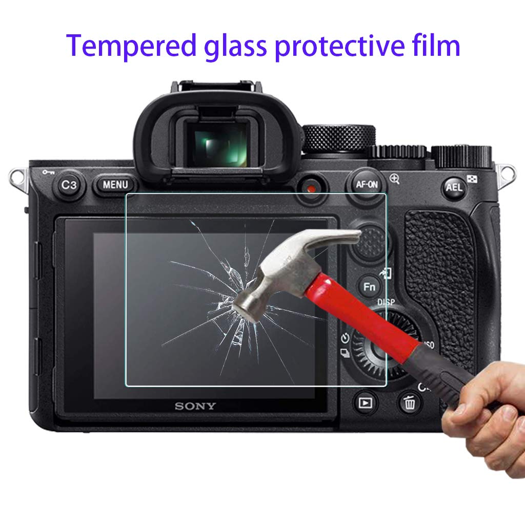 HUIPUXIANG Screen Protector for Sony Alpha 7R III II 7 III II A7R III II/A7 III II/A77 II/A7S II/A99 II/A9 Camera with Hot Shoe Cover, 0.3mm High
