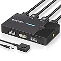 HDMI KVM Switch 1 Monitors 2 Computers 4K@60Hz USB KVM Switches 2 Ports for 2 PC Sharing Single Monitor and Keyboard Mouse with Wired Extend