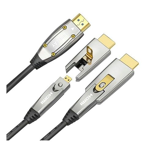 Jeirdus 20ft 6Meters AOC HDMI Fiber Optic Cable 18Gbps High Speed 4K60HZ, with Small Micro and Standard HDMI Connectors,Easy to Pipe Routing