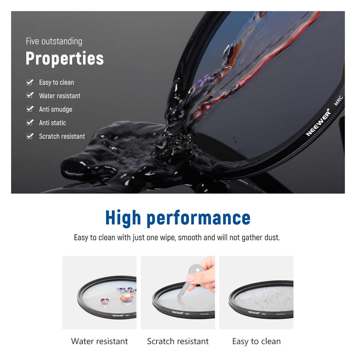 Neewer 77mm Polarizing Filter 30 Layer Multi Resistant Nano Coatings Circular Polarising Filter(CPL) Reduce Glare/Enhance Contrast/Ultra Slim/Reduces