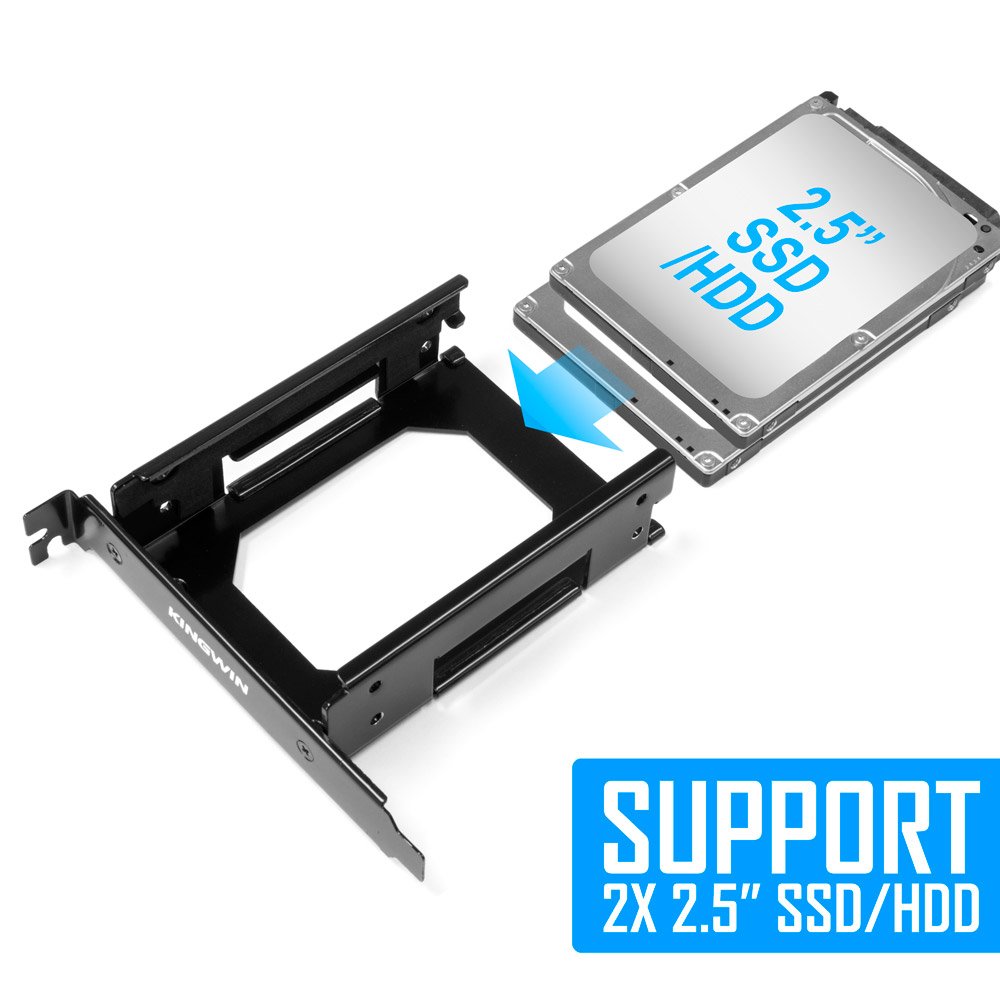 Kingwin PCI SSD Mounting Kit - 2 x 2.5 Inch SSD to PCI Internal Hard Drive Converter, Easy Installation