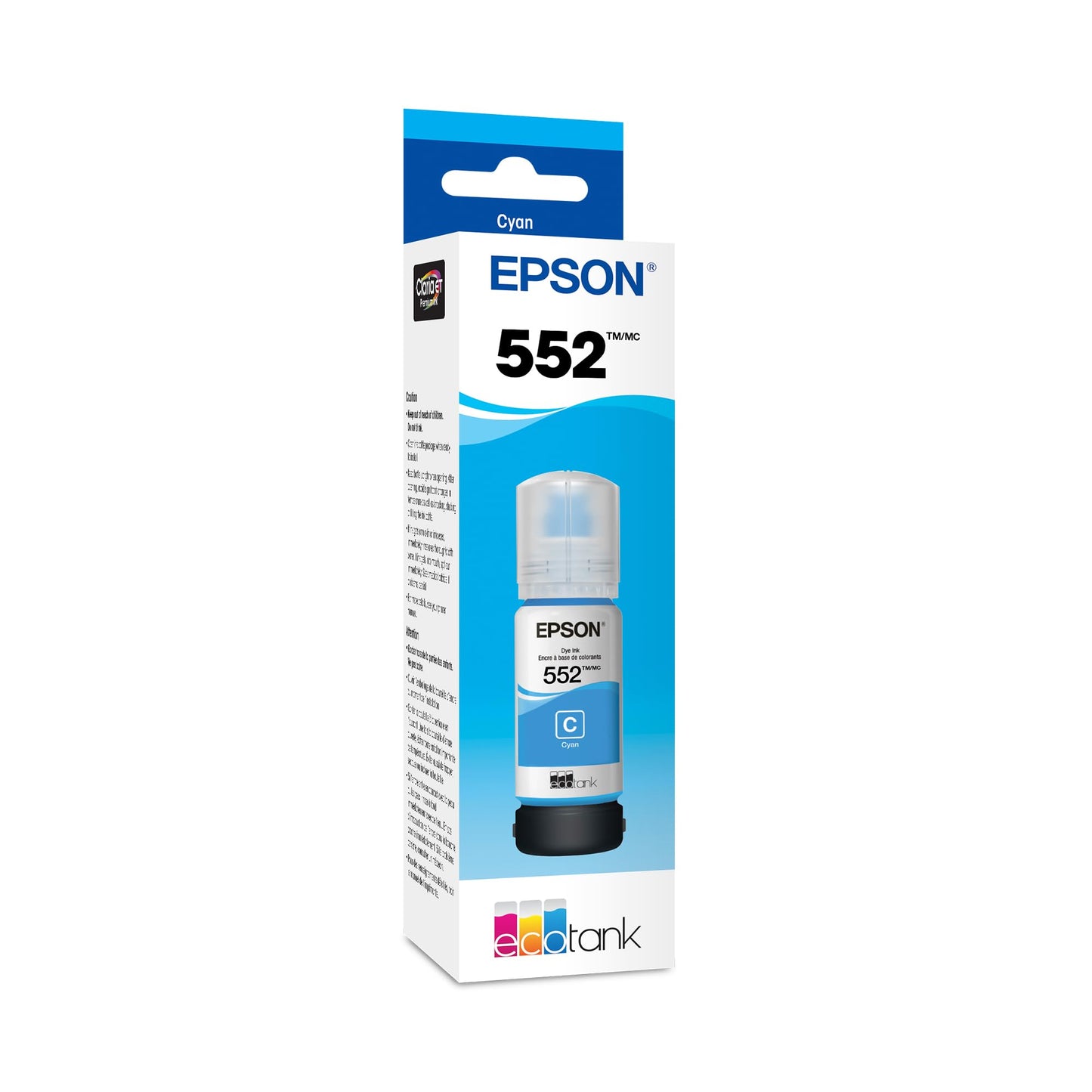 Epson 552 EcoTank Ink Ultra-high Capacity Bottle Cyan (T552220-S) Works with ET-8500, 8550
