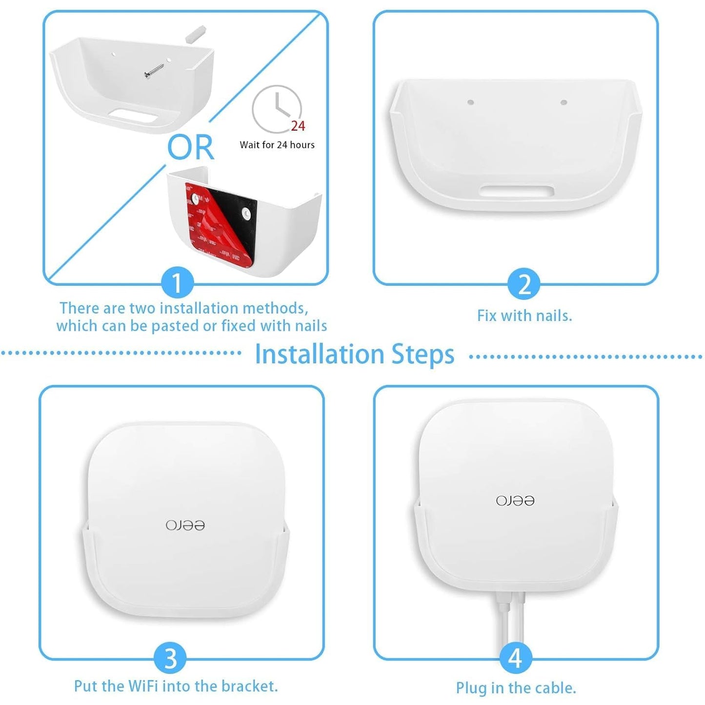 ???????????? 2Pcs Screwless Wall Mount Bracket for Eero Pro 6 WiFi, VHB Stick On Holder, Strong Adhesive Holder, No Tools No Drilling No Hole