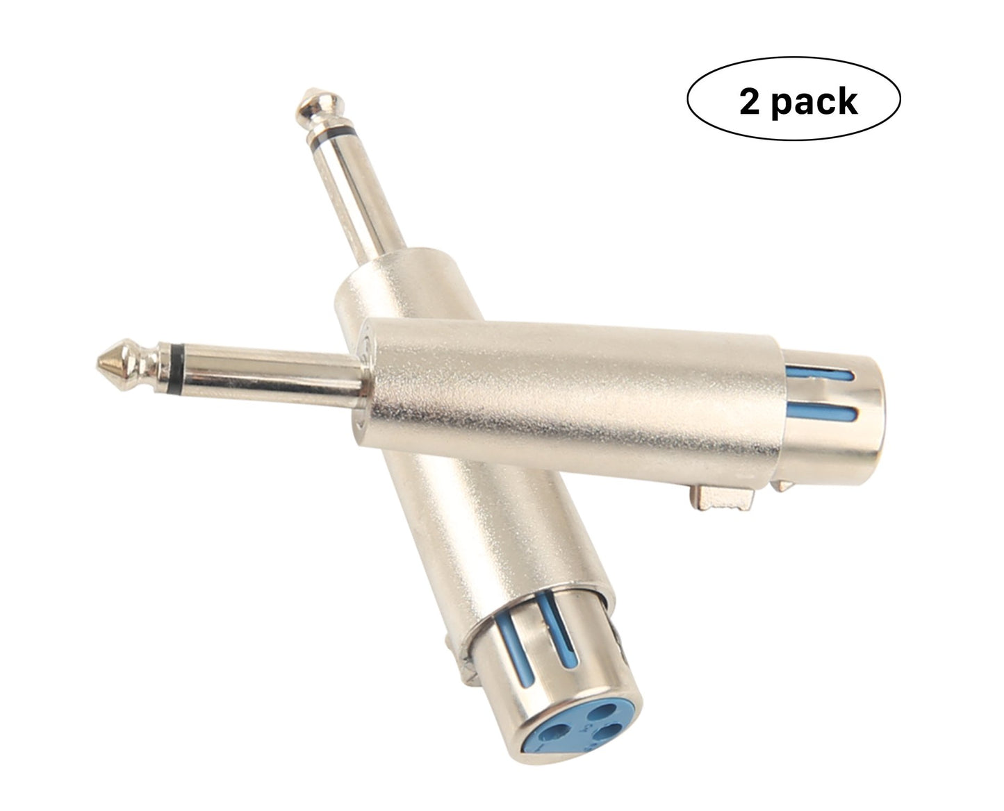 Devinal Professional 6.35mm 1/4 Inch Mono Male Plug to 3 Pin XLR Female Jack Stereo Audio Microphone Adapter Converter Connector (2 Pack)