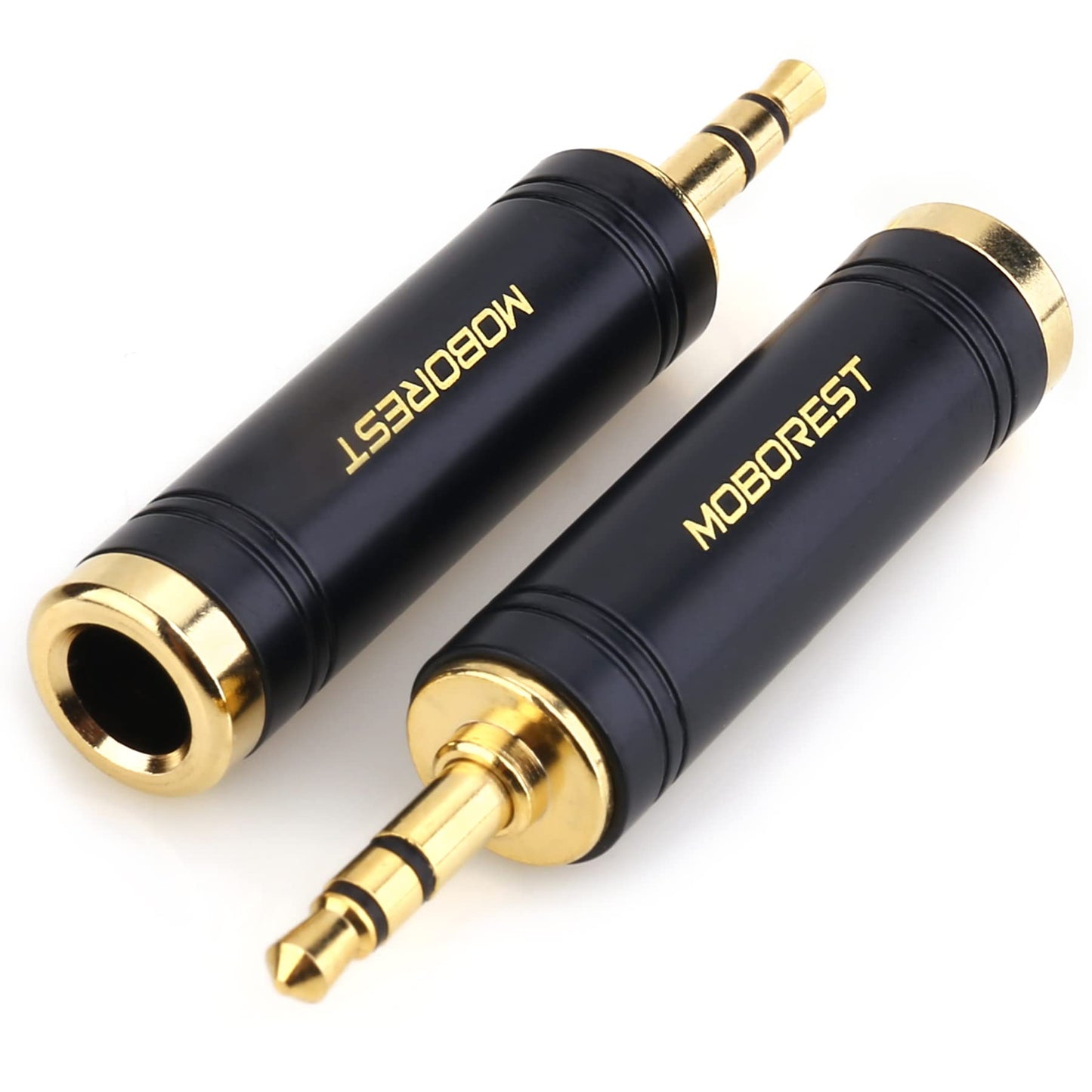 MOBOREST 3.5mm to 1/4 Adapter, Pure Copper 1/8 Inch Plug Male to 1/4 Inch (6.35mm) Jack Female Stereo Adapter, Can be Used for Conversion Headphone