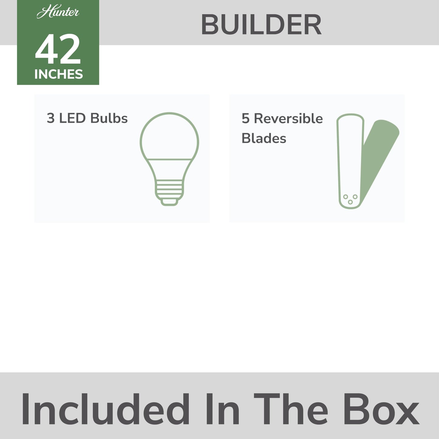 Hunter Builder, Indoor, Ceiling Fan, with LED Lights, 42 inch, New Bronze