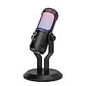 JARO USB Condenser Microphone with Mute Noise Cancelation RGB for Podcasting Gaming Streaming YouTube Zoom AMSR Singing Recording [Compatible with PC