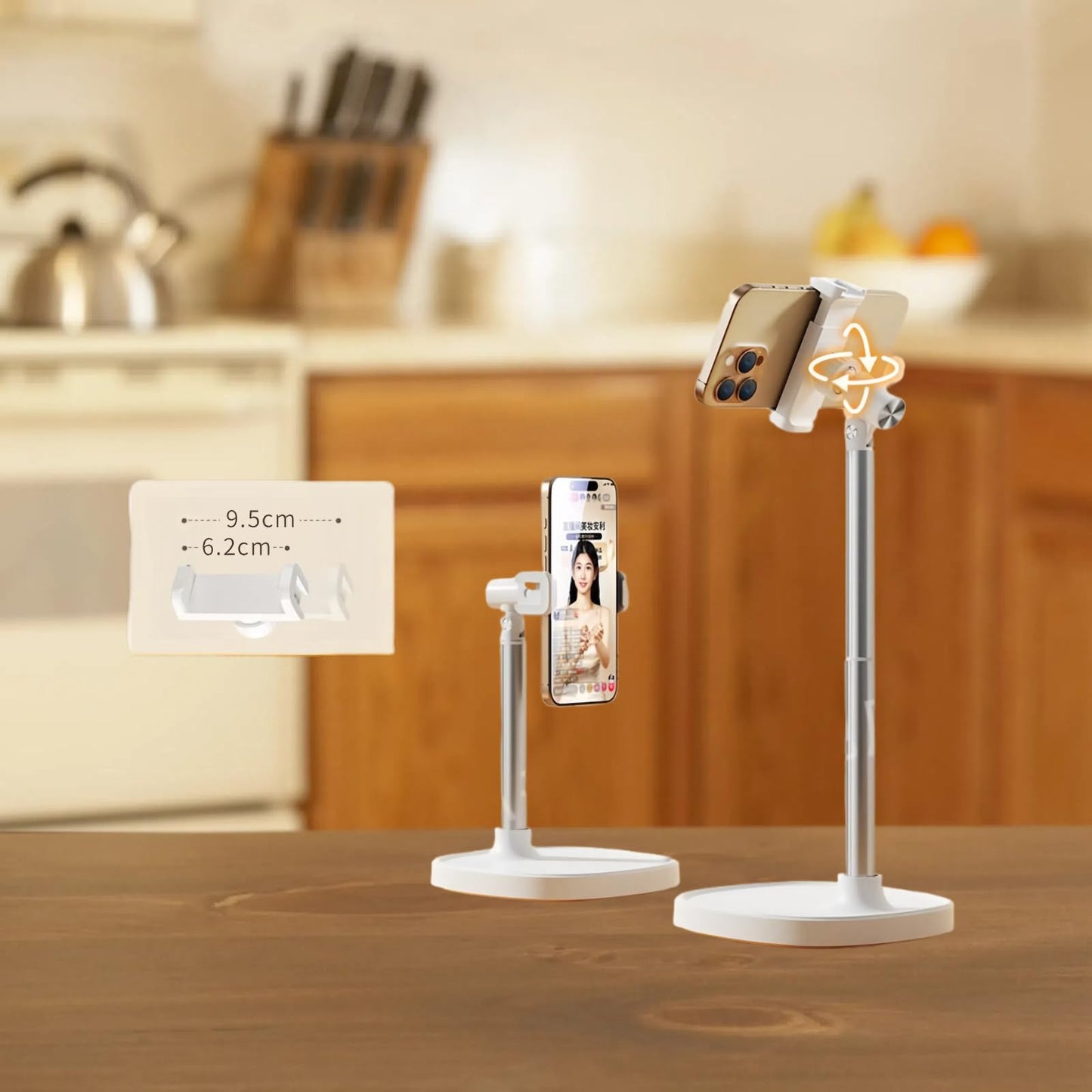 Hosannn Century Adjustable Cell Phone Stand Rotating Lifting Mobile Phone Holder for Desk & Video Recording Compatible with All iPhone for Galaxy