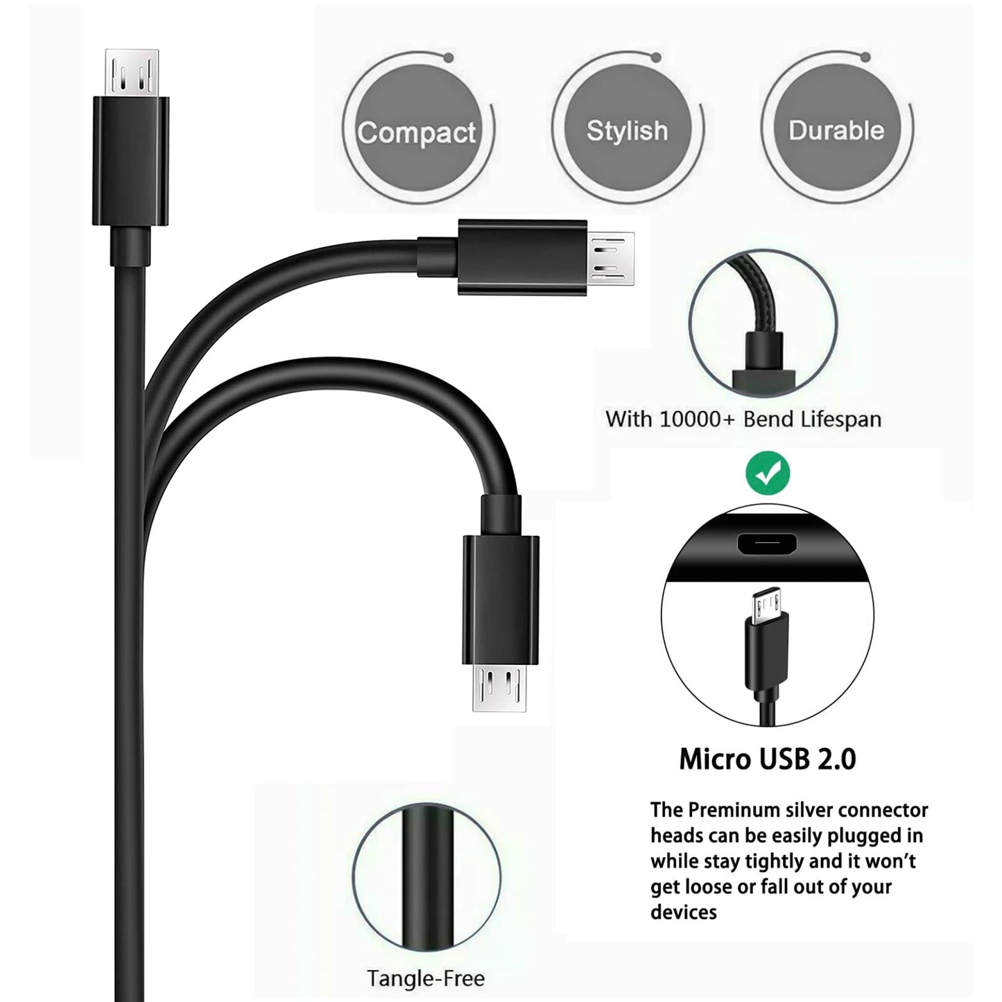 10ft Charger Charging Cable Cord Compatible for Logitech MX Master 2S MX Anywhere 2 MK875 MX Ergo K800 K811 K830 G915 Folio m1,Zagg Keys Folio 43404