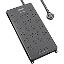 TROND Surge Protector Power Strip, 5ft Flat Plug Extension Cord with Multiple Outlets, 22 Widely Spaced AC with USB Ports, 4000 Joules, Heavy Duty
