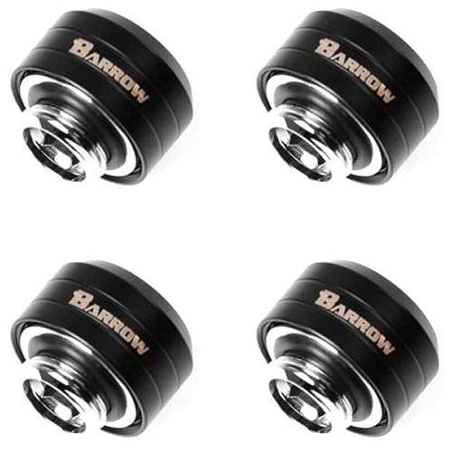 Barrow 4-Pack G1/4" to 14mm Brass Water Cooling Fitting, Smooth Black Finish, 19.9cm Length, Desktop Compatible