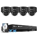 4COVR 4K PoE Security Camera System, AI Human Vehicle Detection, 4Pcs 8MP IK10 Vandal-Proof Dome IP Camera with Mic, 8CH 8MP H.265 NVR with 2TB HDD