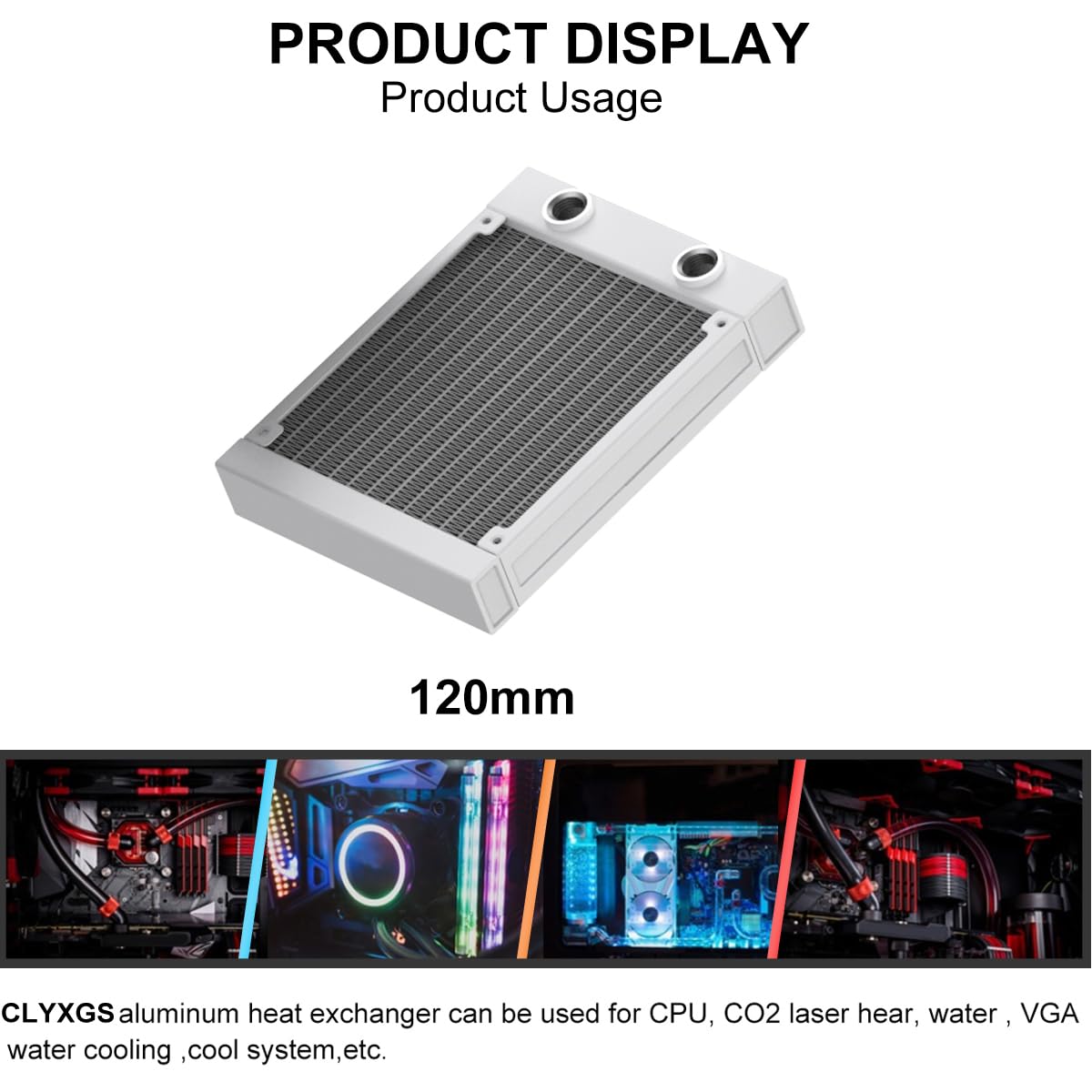 CLYXGS Water Cooling Radiator, 12 Pipe G1/4 Thread Heat Row Radiator 12 Pipe Aluminum Heat Exchanger Radiator for PC CPU Computer Water Cool System