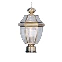 Livex Lighting Lantern 2153-01 Outdoor Post with Clear Beveled Glass Shades, Antique Brass